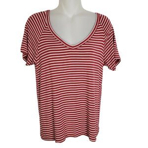 American Eagle Womens Soft & Sexy Size XS Red White Striped Ragland Short Sleeve